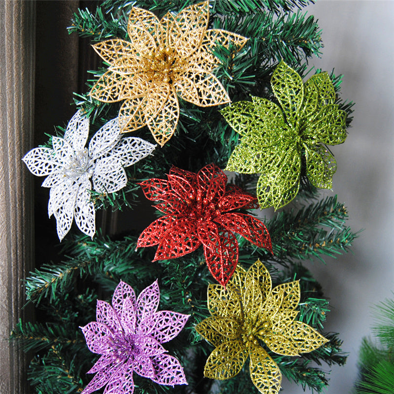 Christmas Glitter Flower Decorations