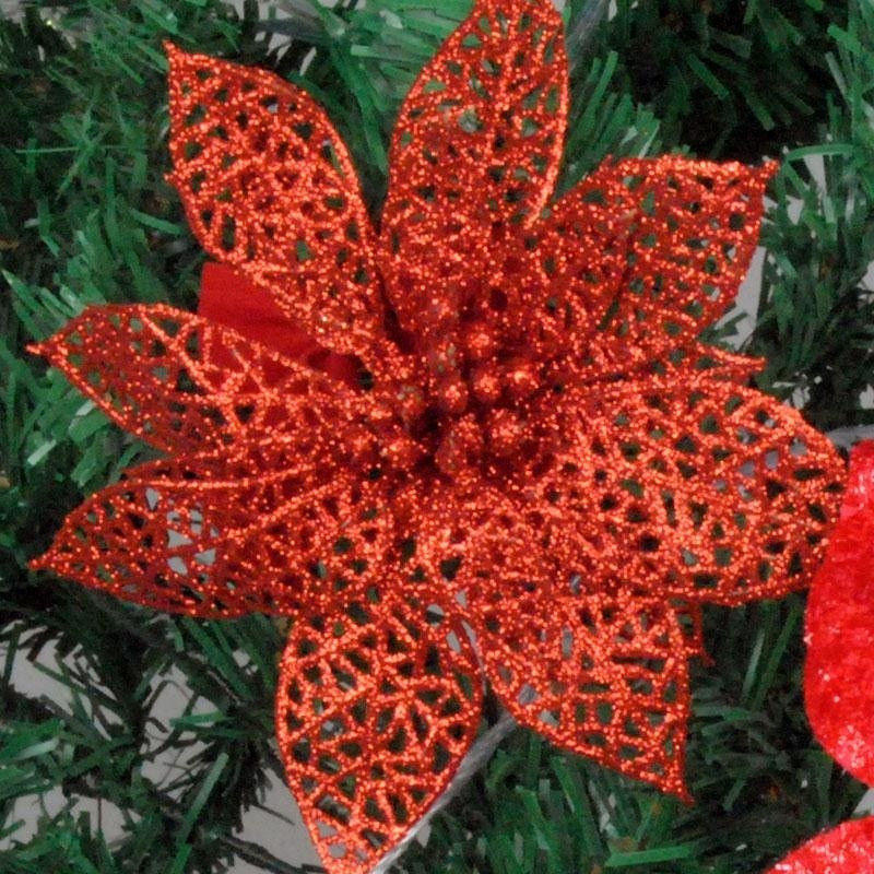 Christmas Glitter Flower Decorations