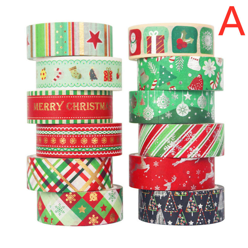 Set Of 12 Christmas Paper Tape Rolls