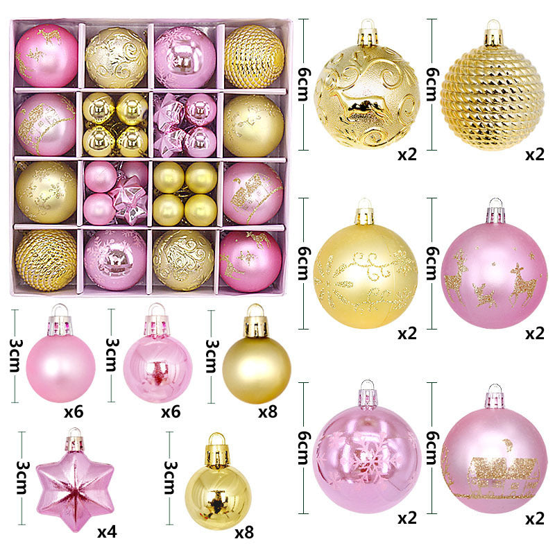 Christmas Tree Decorations Painted Shaped Electroplating Ball Ornament-44 Pack