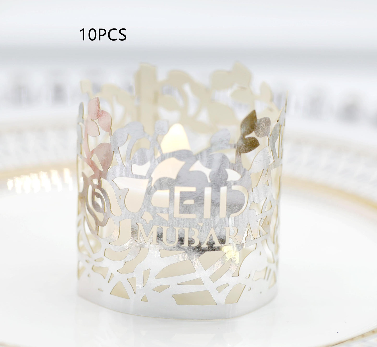 MOQ200 Ramadan Electronic Candle Lampshade Laser Cutout