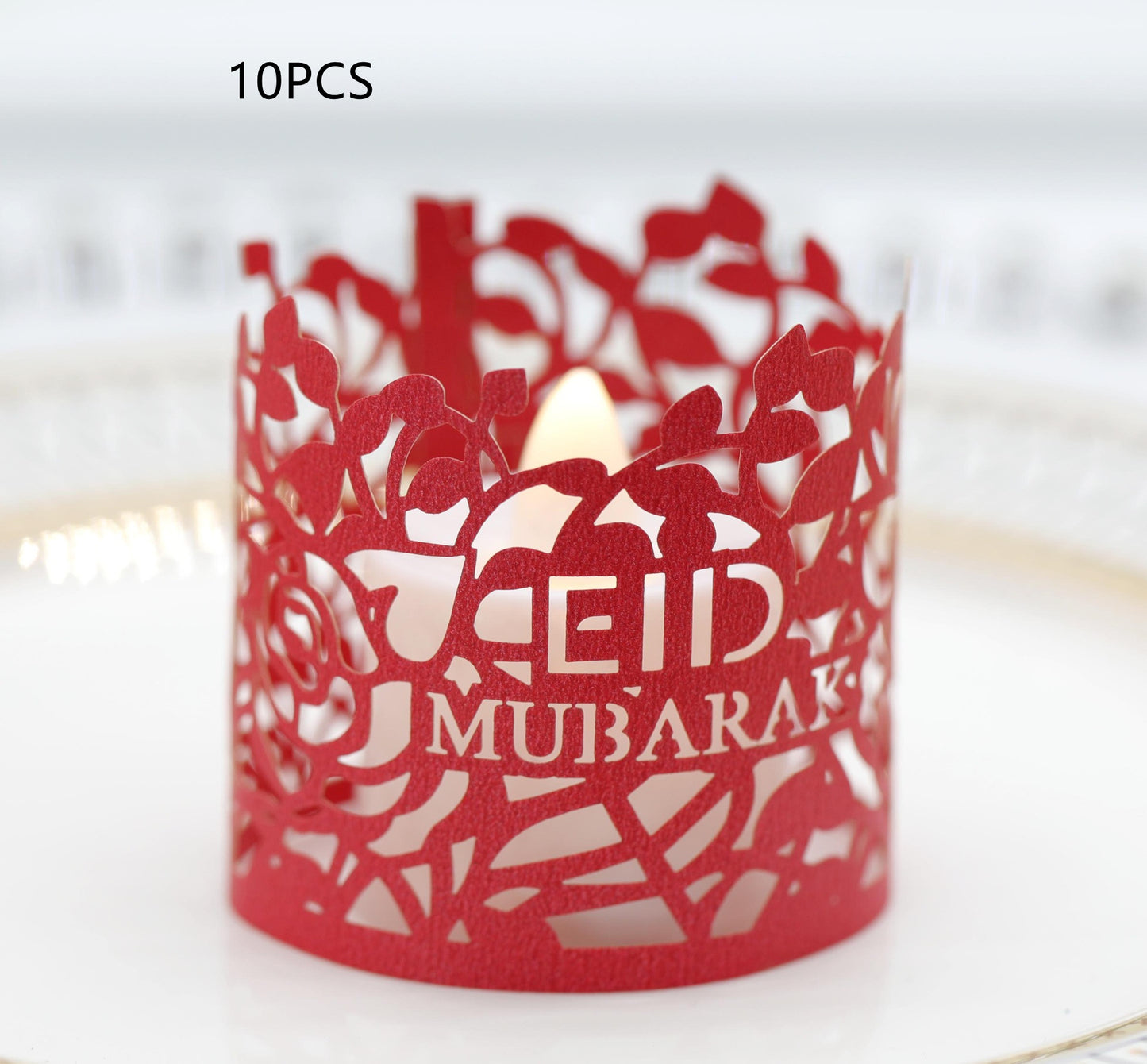 MOQ200 Ramadan Electronic Candle Lampshade Laser Cutout