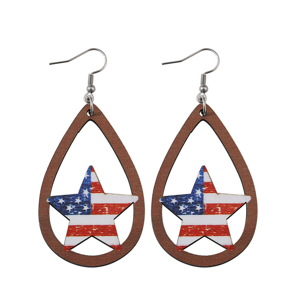 Independence Day Red, White, And Blue Striped Stars Earrings