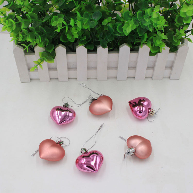 Christmas Decoration Heart Painted Tree Pendants-6 Pieces