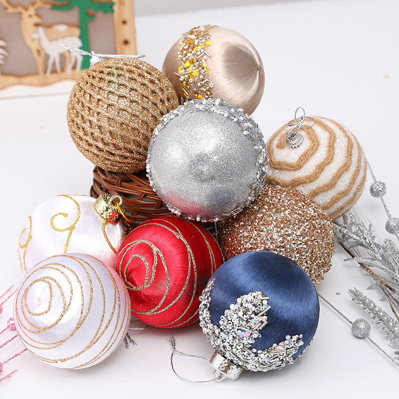 Christmas Tree Painted Silk Ball Ornament-9 Pack