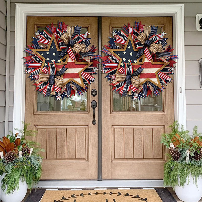 Independence Day Wreath National Flag with Stars Decoration