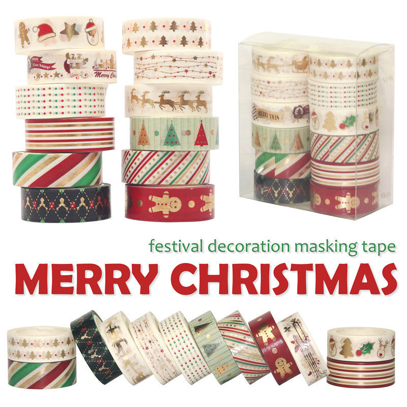 Set Of 12 Christmas Paper Tape Rolls