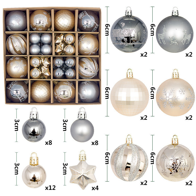 Christmas Tree Decorations Painted Shaped Electroplating Ball Ornament-44 Pack