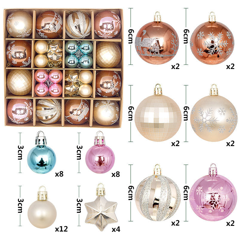 Christmas Tree Decorations Painted Shaped Electroplating Ball Ornament-44 Pack