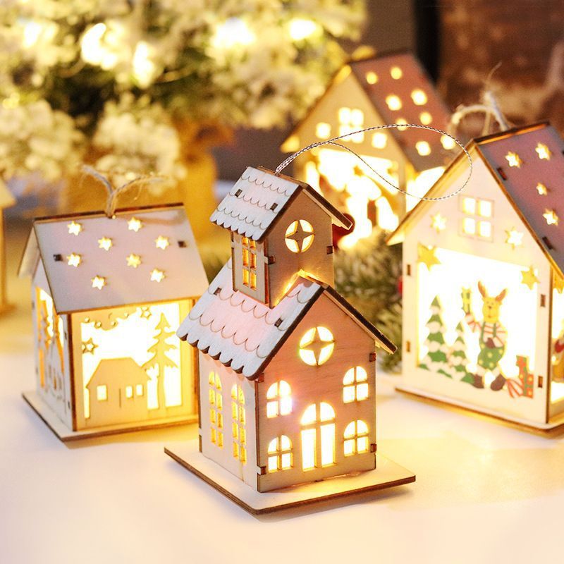 Luminous Christmas Wood House With Lights