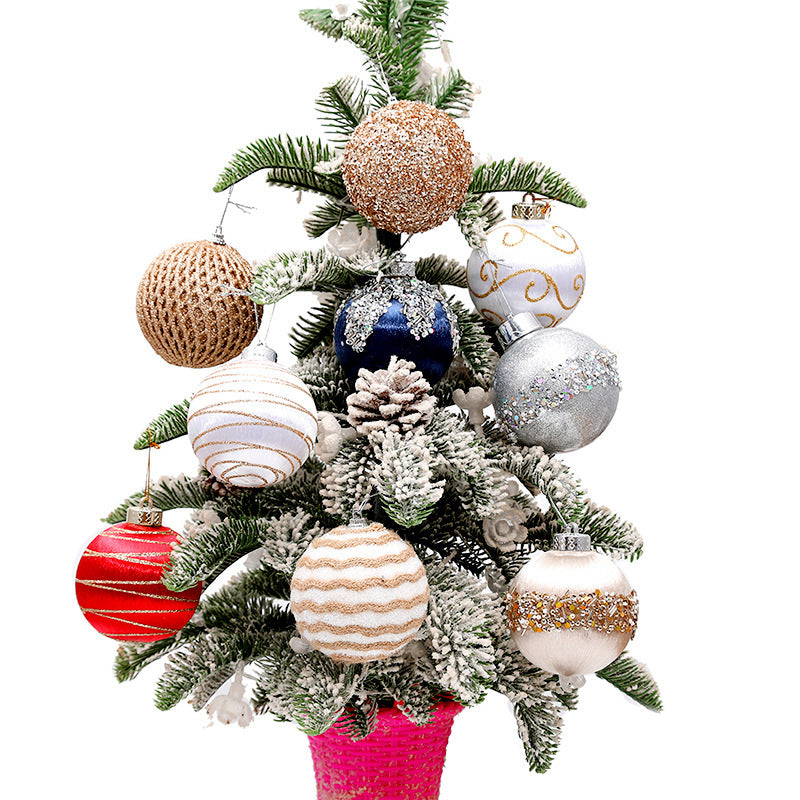 Christmas Tree Painted Silk Ball Ornament-9 Pack