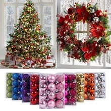 Christmas Balls-24 Pieces, Bows-12 Pieces and Lights