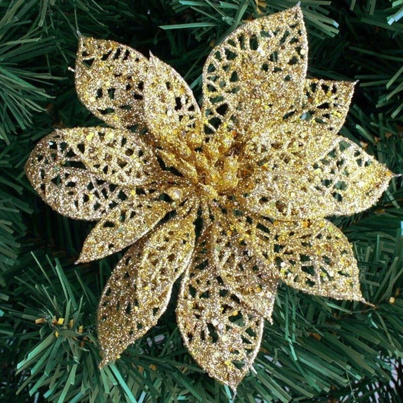 Christmas Glitter Flower Decorations