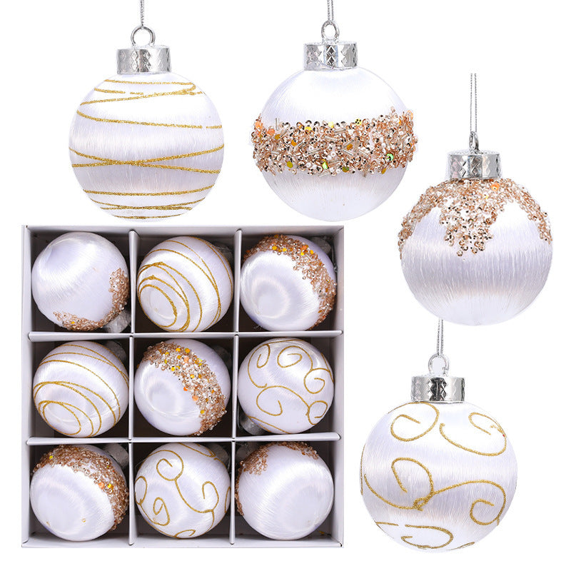 Christmas Tree Painted Silk Ball Ornament-9 Pack