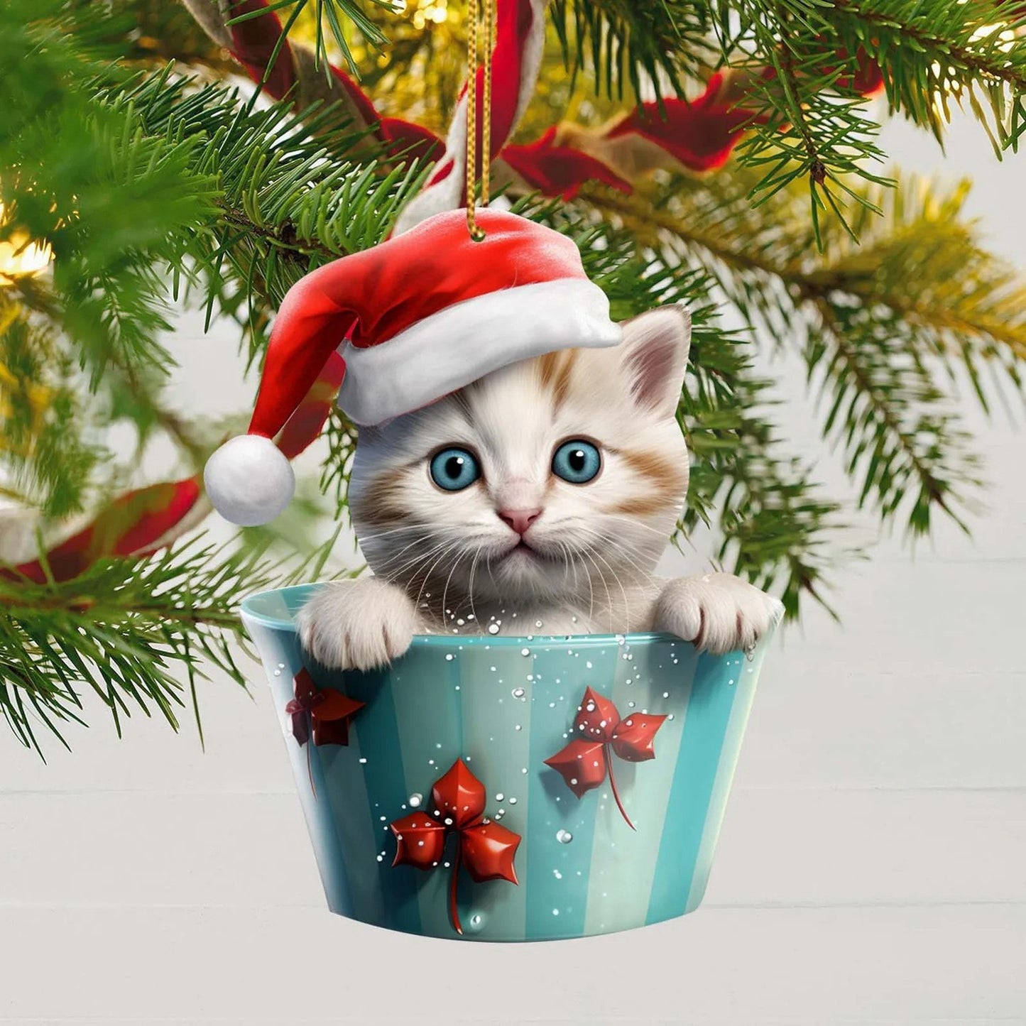 Christmas Tree Kitty In A Cup Tree Decoration