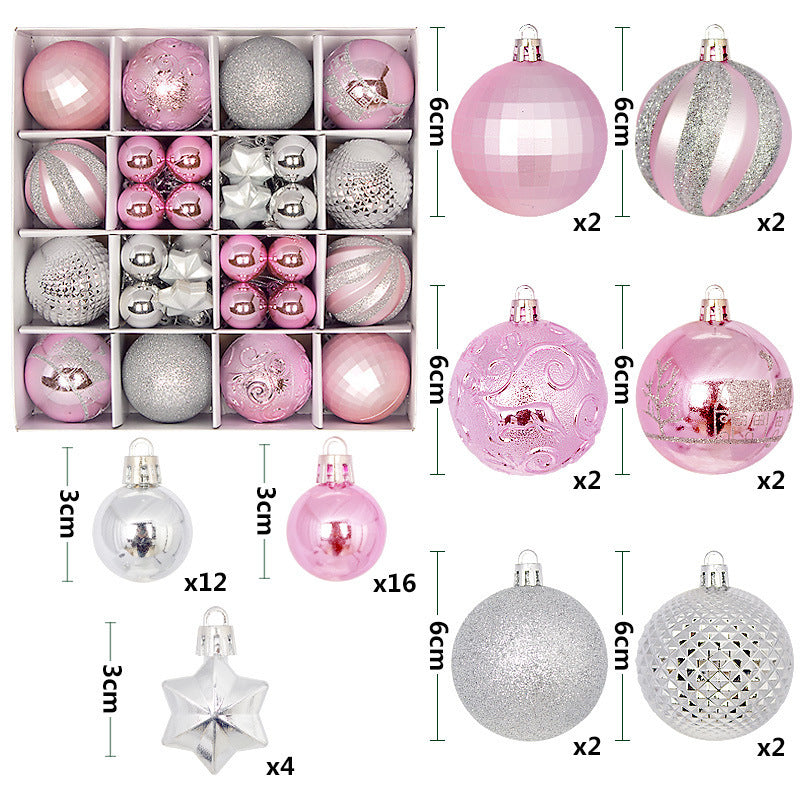 Christmas Tree Decorations Painted Shaped Electroplating Ball Ornament-44 Pack