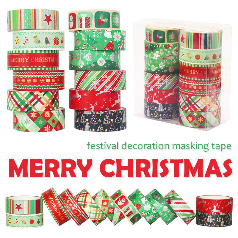 Set Of 12 Christmas Paper Tape Rolls