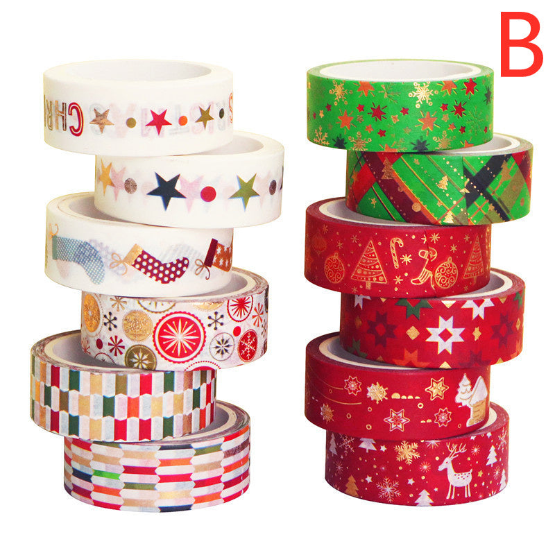 Set Of 12 Christmas Paper Tape Rolls