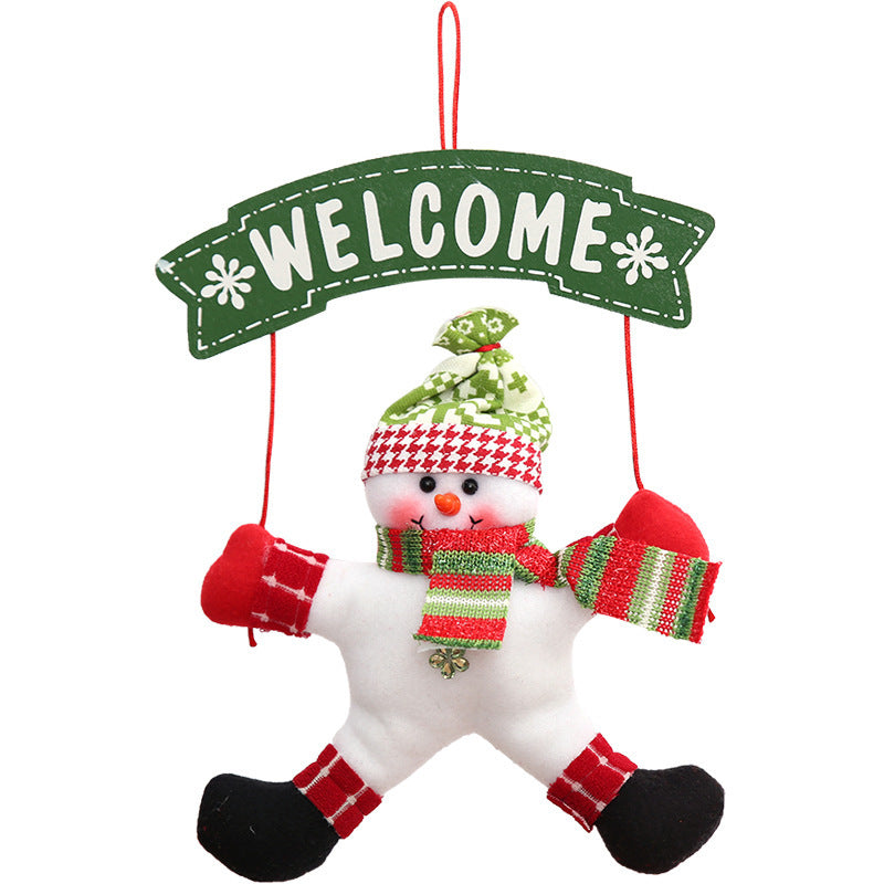 Christmas Santa and Little Snow Man Door Hanger