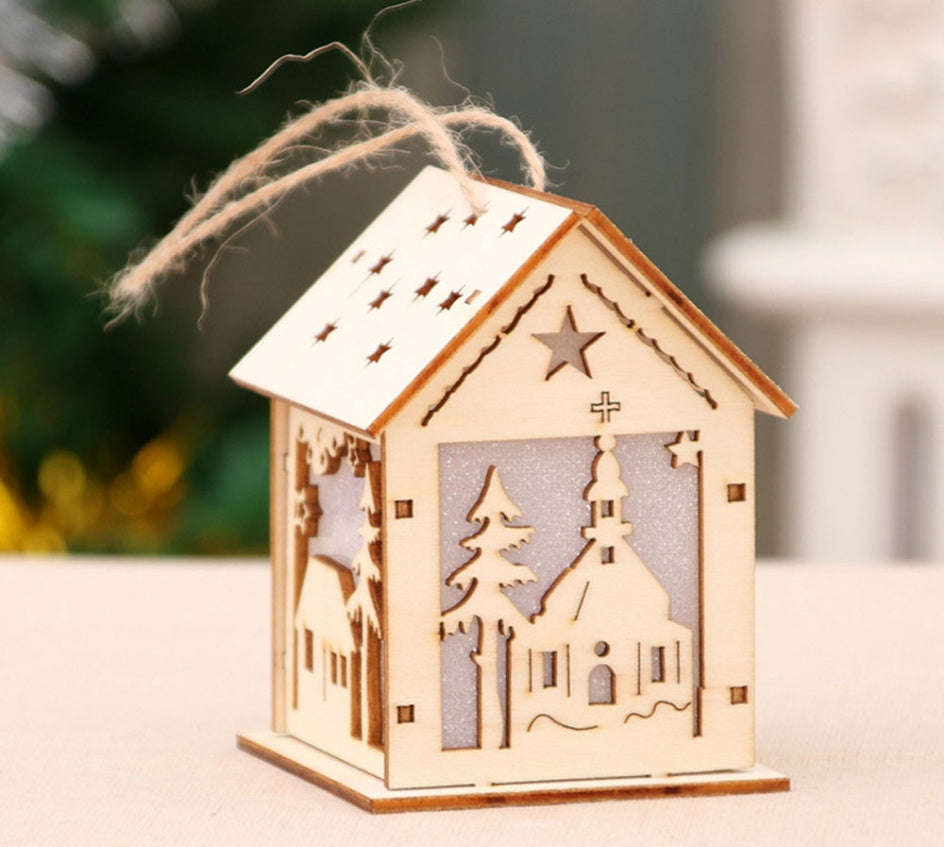 Christmas Tree Led Light Wood House Decoration