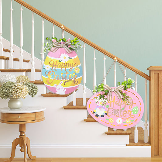 Easter Wooden Egg Decoration With Lights