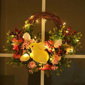 Easter Egg Rattan Wreath Door Hanging Decoration