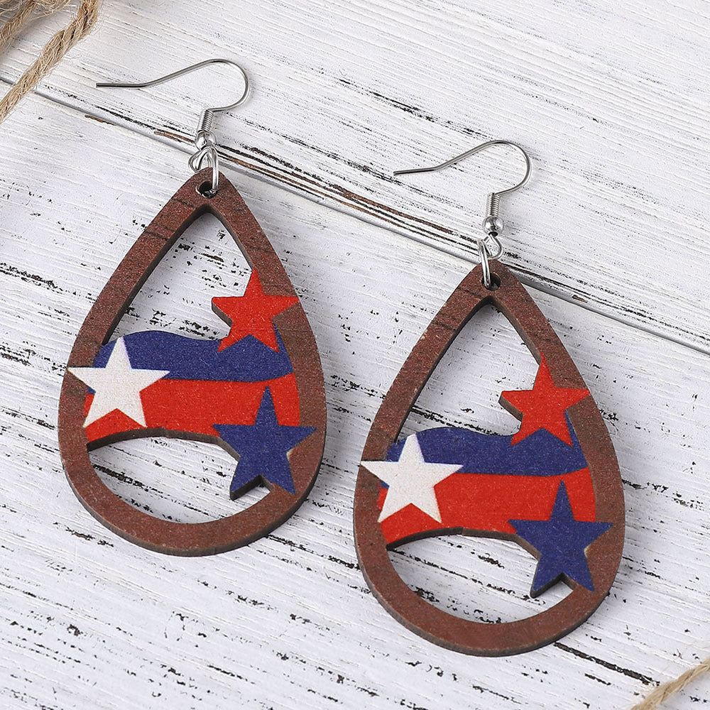 Independence Day Red, White, And Blue Striped Stars Earrings