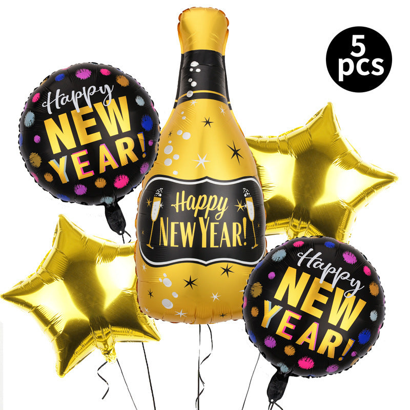 New Year Fast Year Theme Layout Balloon Set Five-Piece Set