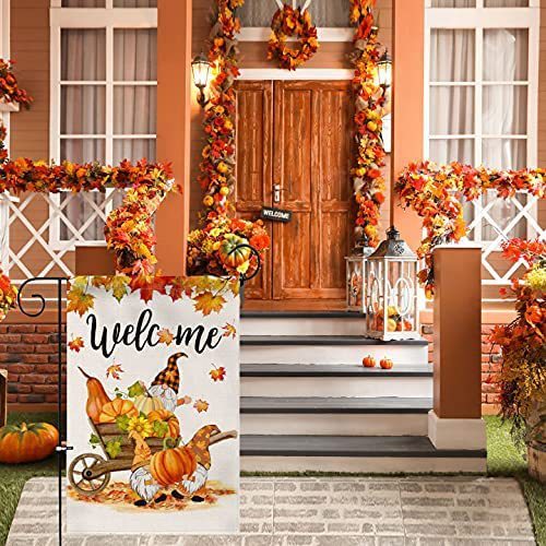 Autumn Thanksgiving Yard Decoration Linen Garden Banners