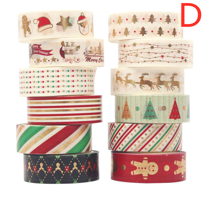 Set Of 12 Christmas Paper Tape Rolls