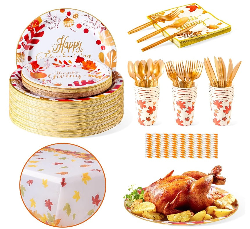 Thanksgiving Party Tableware Set for 25 Guests