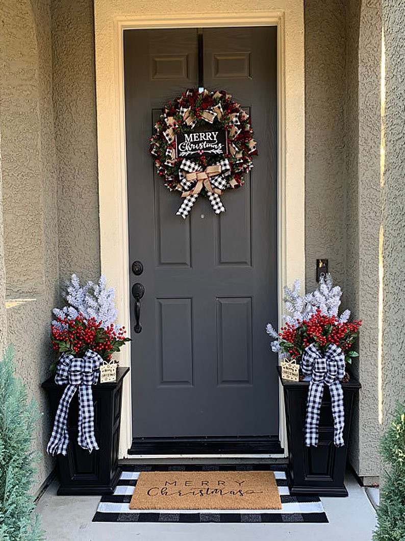 Christmas Bow Garland Wreath