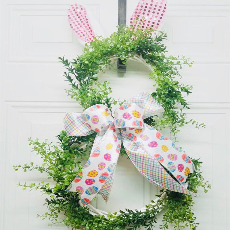 Easter Bunny Wreath Rattan Circle Decoration