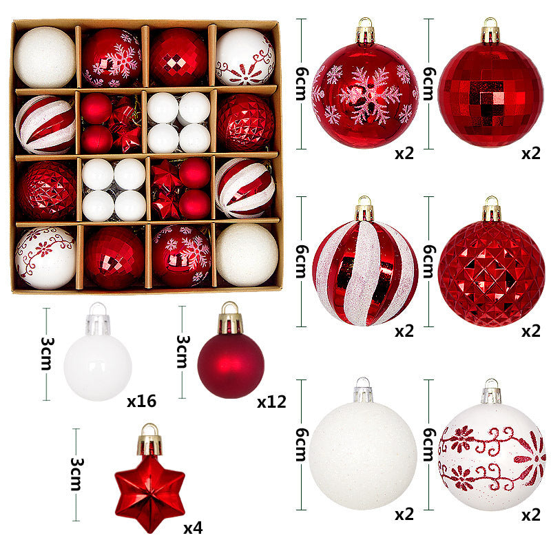 Christmas Tree Decorations Painted Shaped Electroplating Ball Ornament-44 Pack