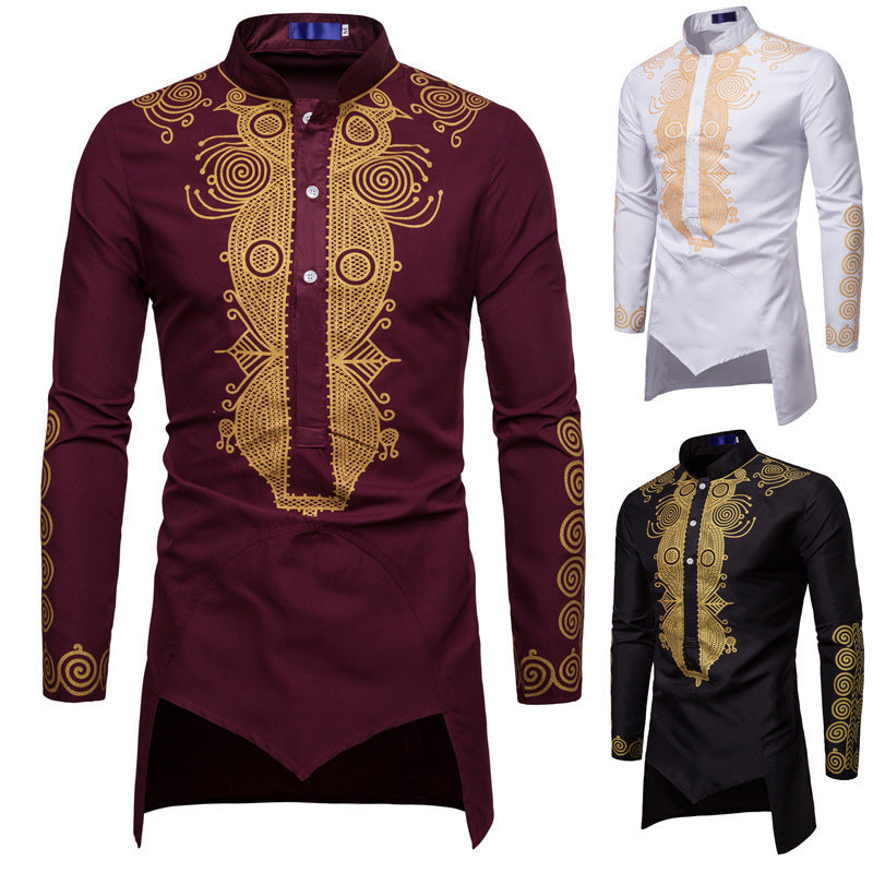 Mens Fashion Long Pullover Shirts