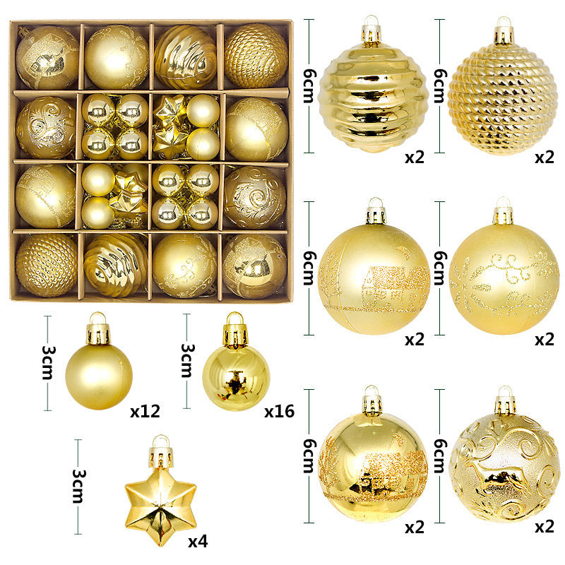 Christmas Tree Decorations Painted Shaped Electroplating Ball Ornament-44 Pack