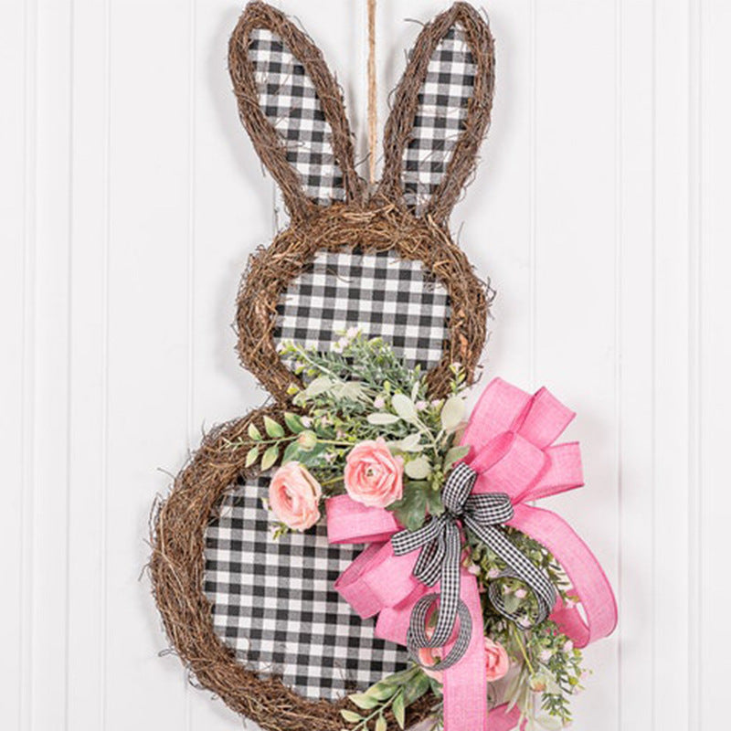 Easter Bunny Wreath Rattan Circle Decoration