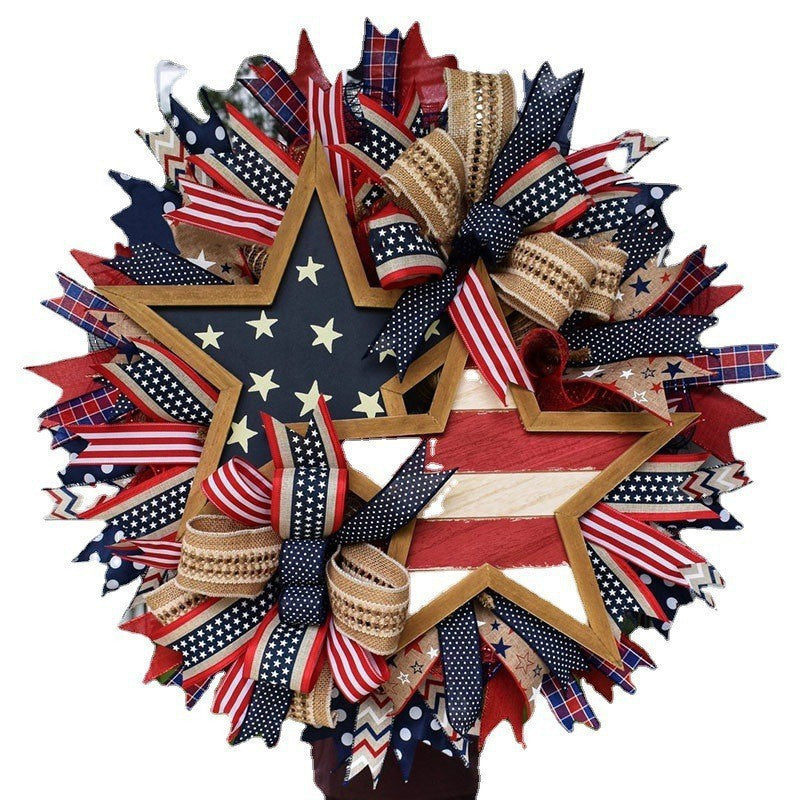 Independence Day Wreath National Flag with Stars Decoration