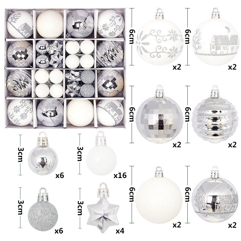 Christmas Tree Decorations Painted Shaped Electroplating Ball Ornament-44 Pack