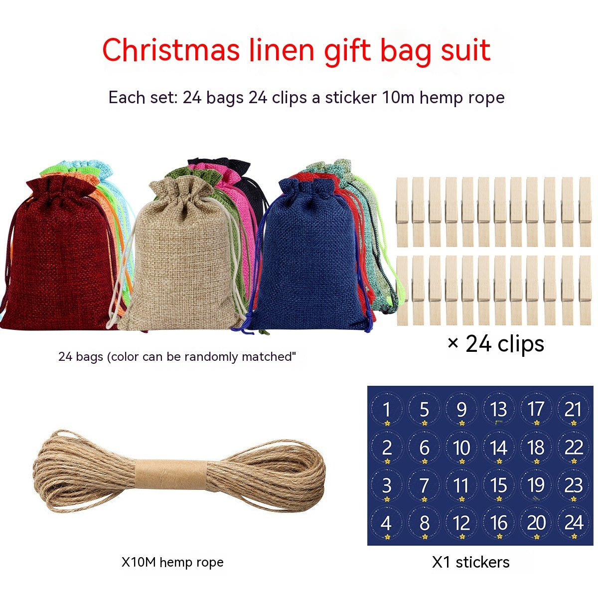 Linen Drawstring Christmas Gift Bags