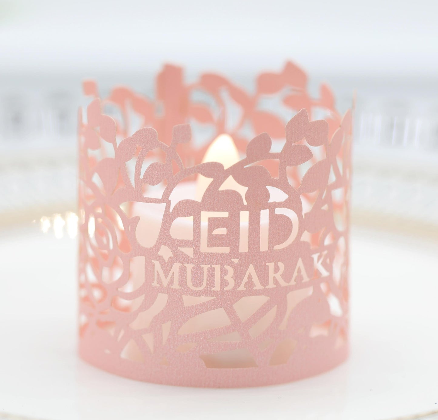 MOQ200 Ramadan Electronic Candle Lampshade Laser Cutout