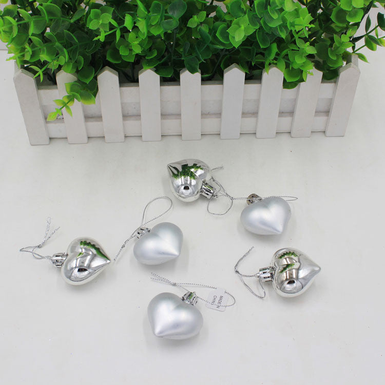 Christmas Decoration Heart Painted Tree Pendants-6 Pieces