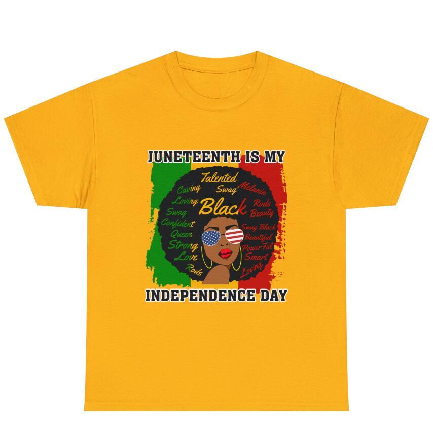 Juneteenth Day Digital Printing Casual Round Neck Short Sleeves