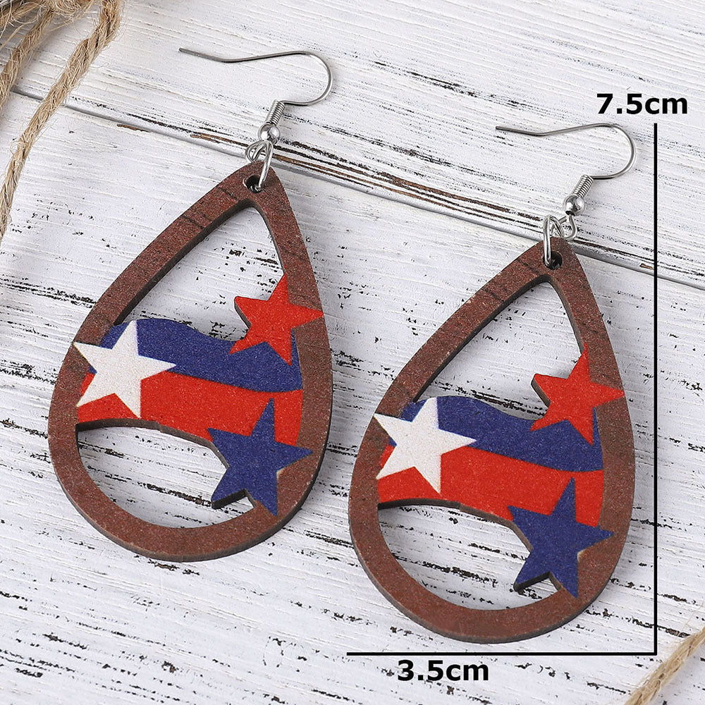 Independence Day Red, White, And Blue Striped Stars Earrings