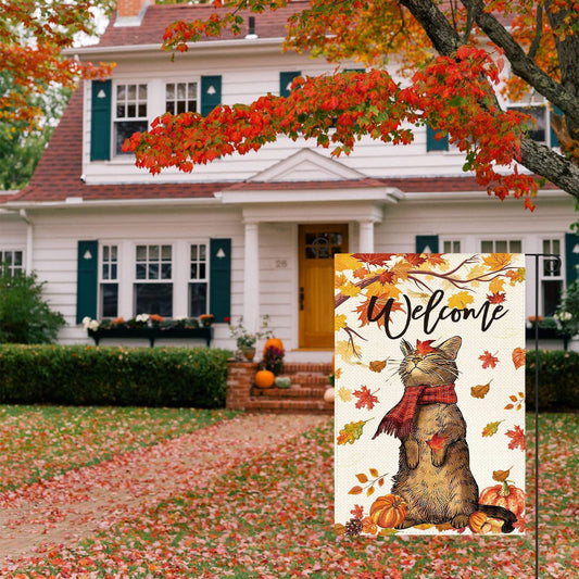 Autumn Thanksgiving Yard Decoration Linen Garden Banners