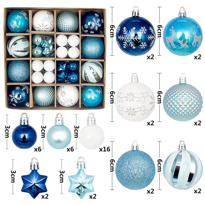 Christmas Tree Decorations Painted Shaped Electroplating Ball Ornament-44 Pack