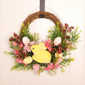 Easter Egg Rattan Wreath Door Hanging Decoration