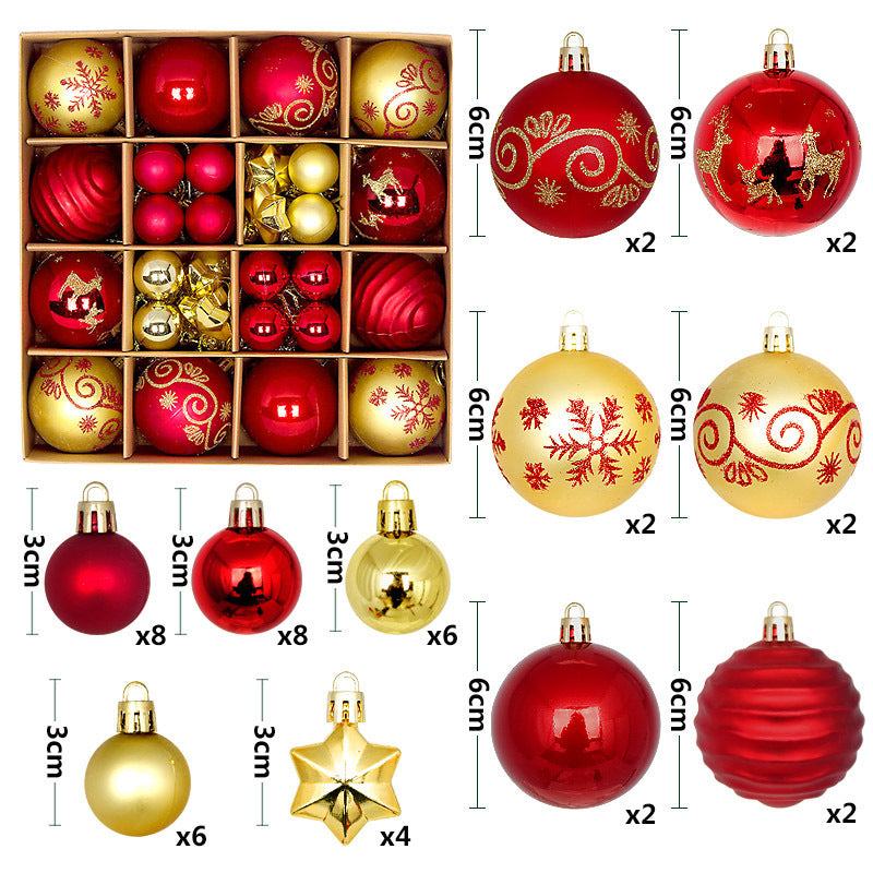 Christmas Tree Decorations Painted Shaped Electroplating Ball Ornament-44 Pack