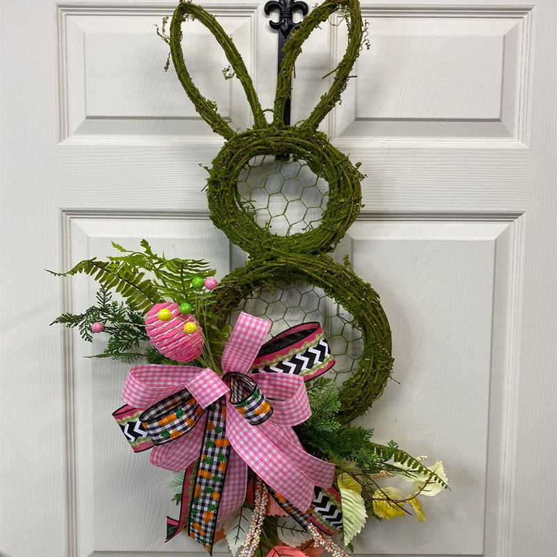 Easter Bunny Wreath Rattan Circle Decoration