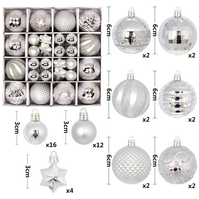 Christmas Tree Decorations Painted Shaped Electroplating Ball Ornament-44 Pack